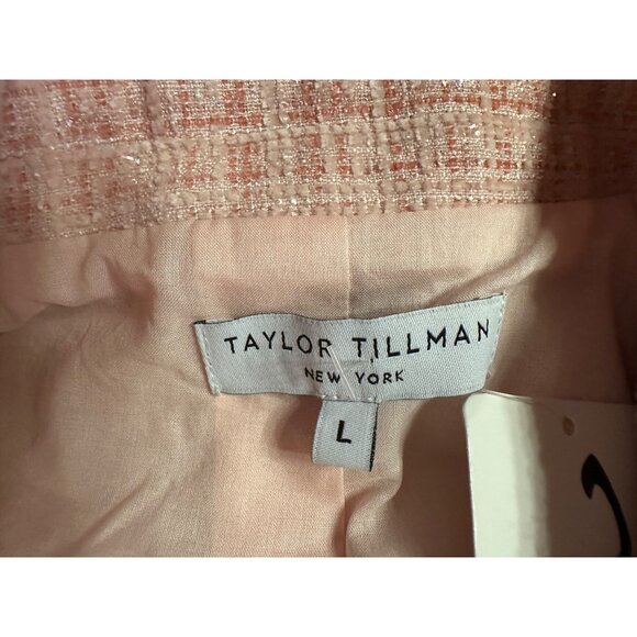 Taylor Tillman Classic Pink Tweed Sleeveless Double-Breasted Blazer Tiff Dress L - Picture 4 of 7